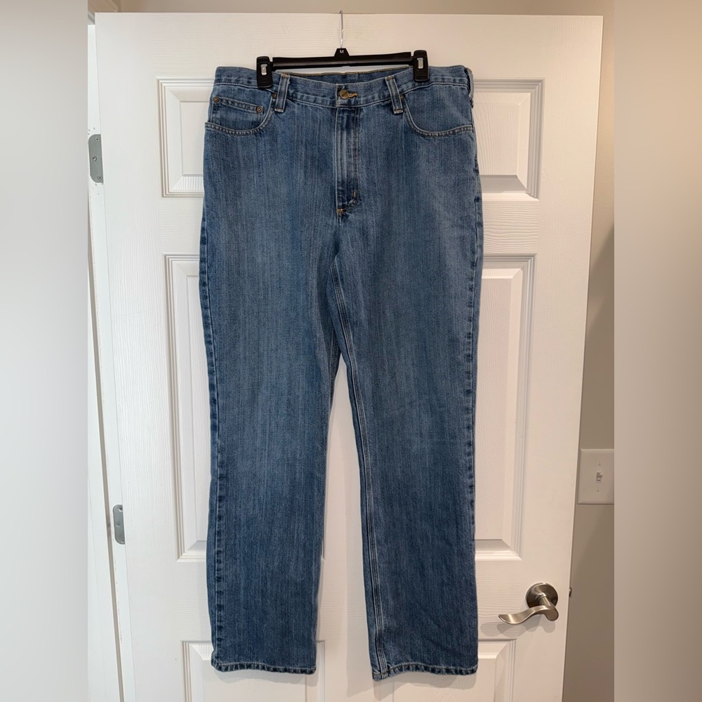 Carhartt Men's Jeans Size 36x34 Blue Denim Cotton Straight Leg Relaxed Fit